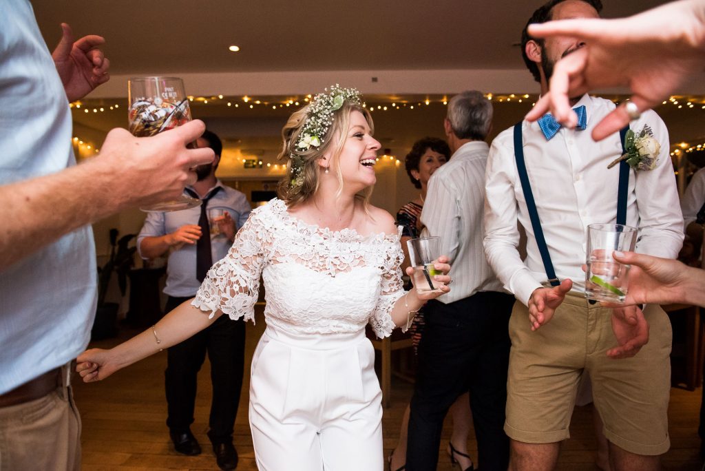 Boho bride with groom dancing to Siboney and Andy Driftwood Spars Wedding