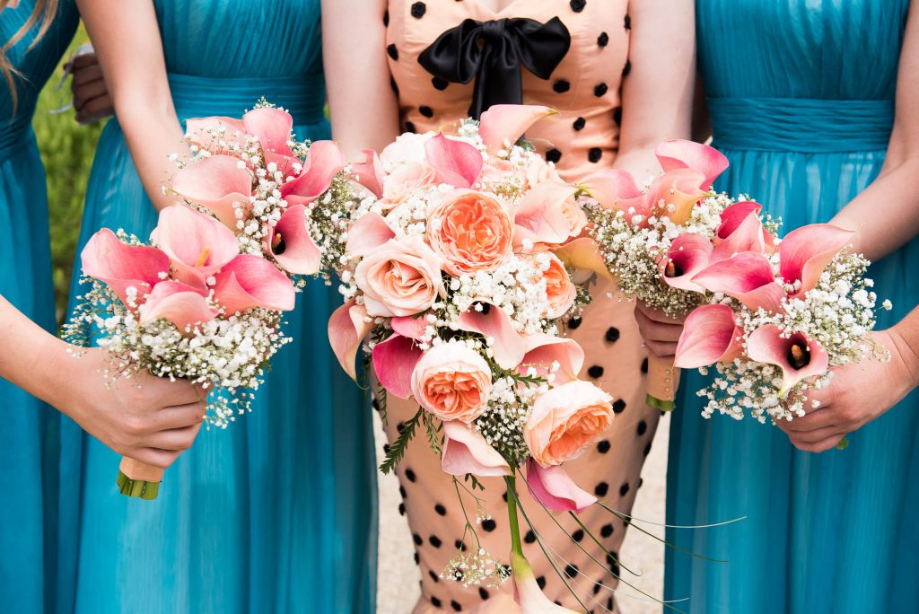 Lucy Talbot pink floral bouquets Berkshire wedding