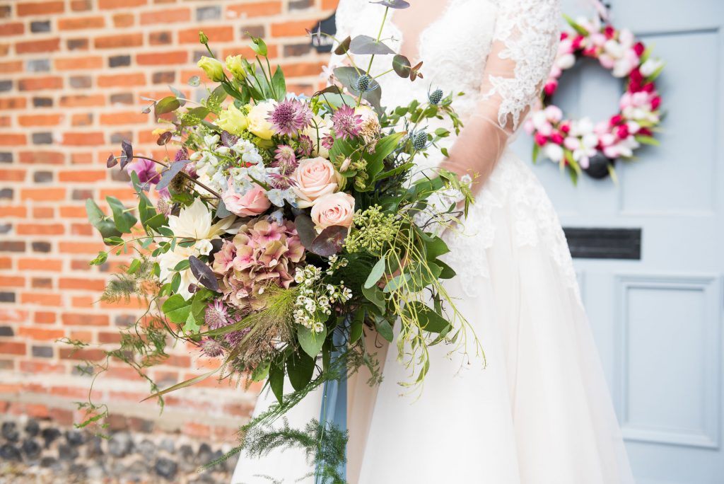 Beautiful bridal bouquet by Flowers at The Forge Norfolk wedding
