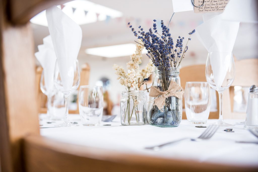 Rustic lavender wedding table decor Cornwall