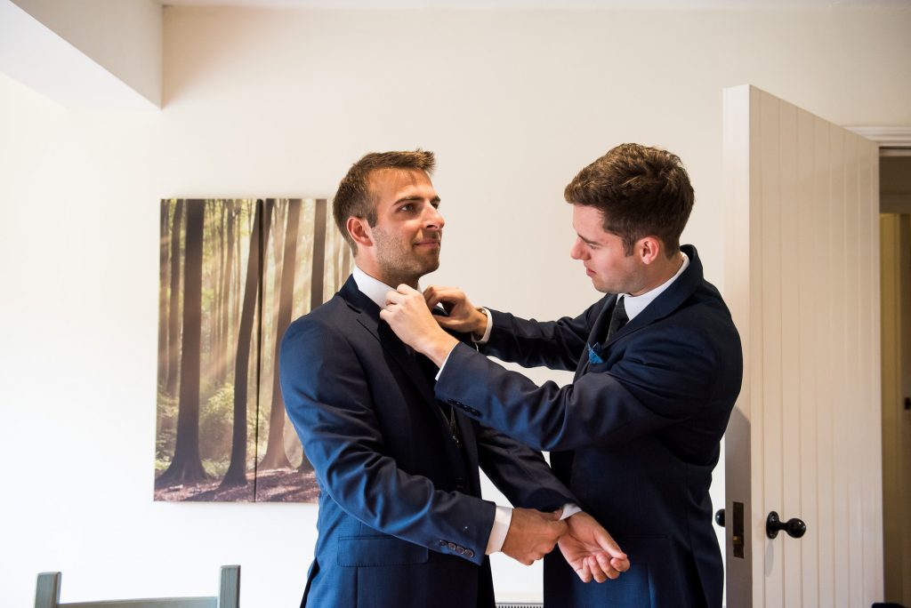 Calvin Klein Groom with groomsmen pre wedding prep Norfolk
