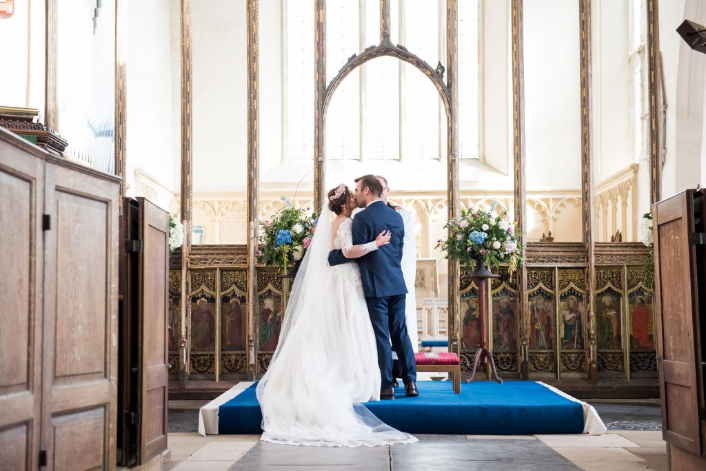 Elegant church wedding portrait Norfolk