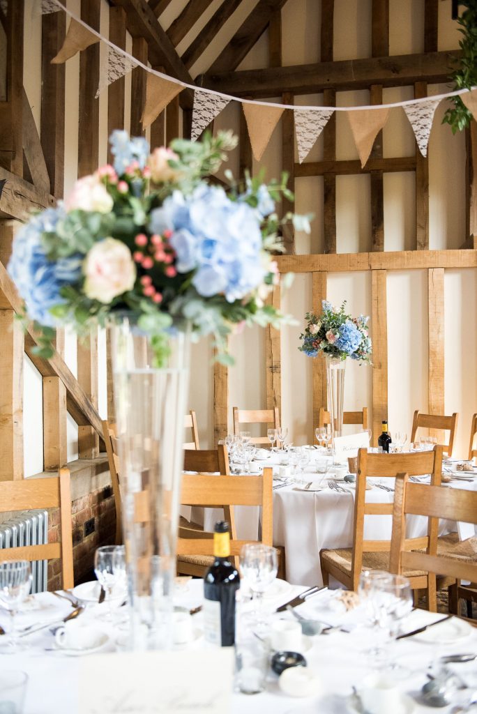 Natural countryside wedding decor with bunting