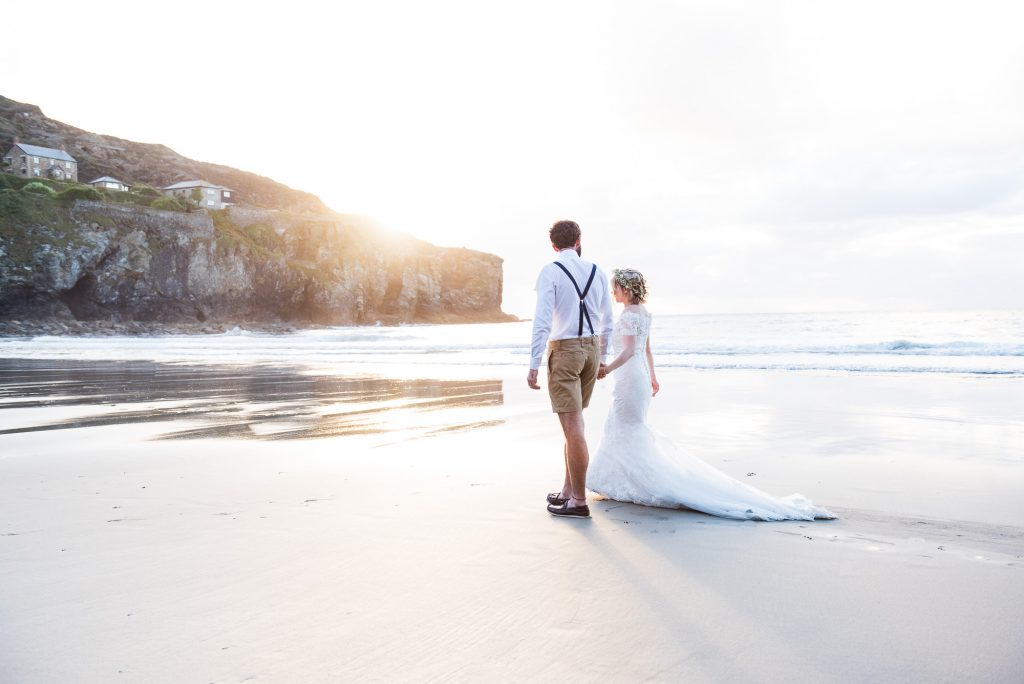 Beach wedding portrait Cornwall