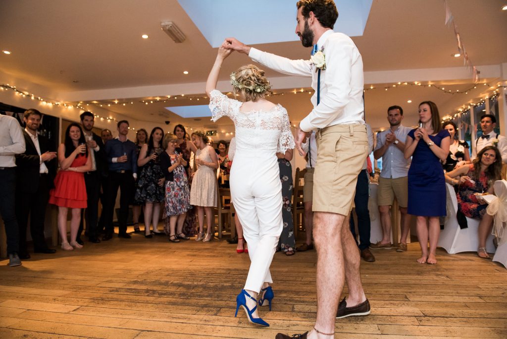 First dance at rustic Cornwall wedding 