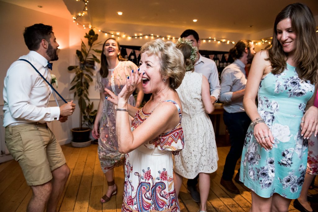 Wedding guests dance Cornwall