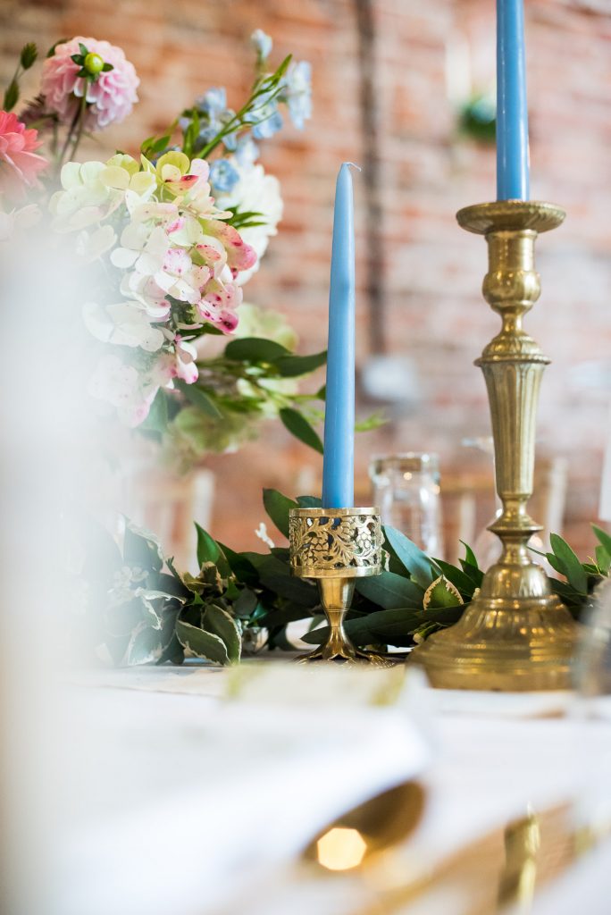 Elegant wedding table decor gold candlesticks Norfolk