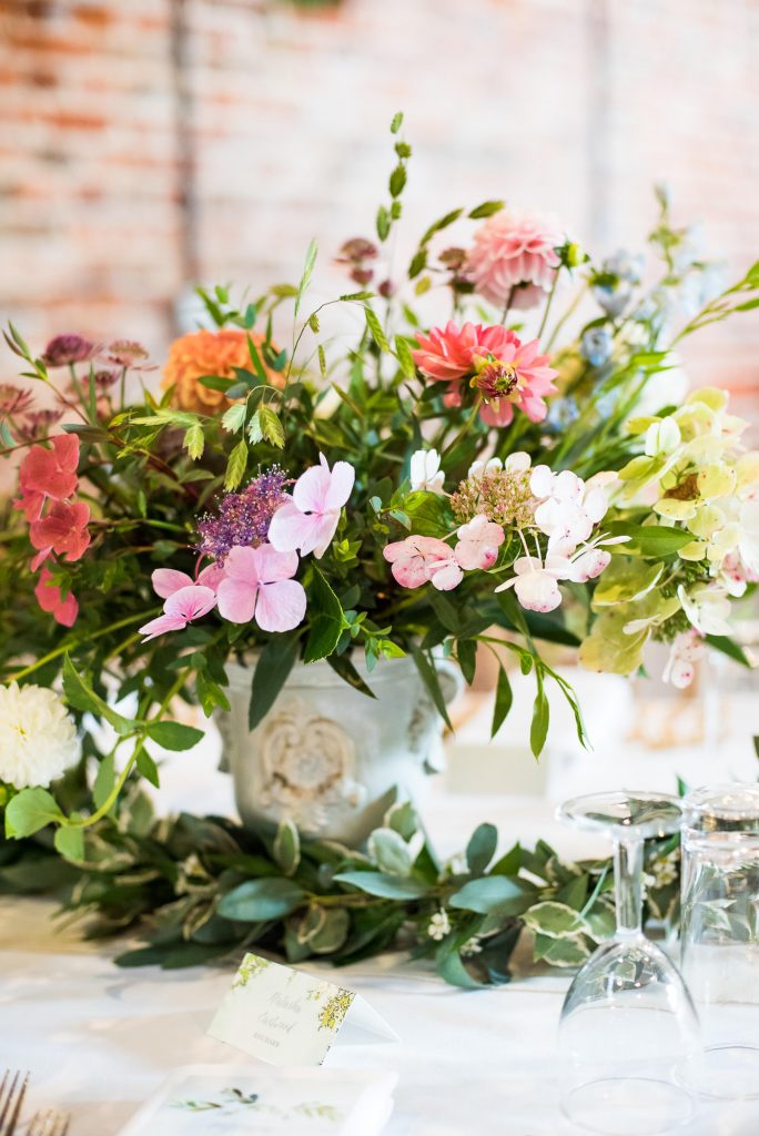 Hydrangea flower table centre piece