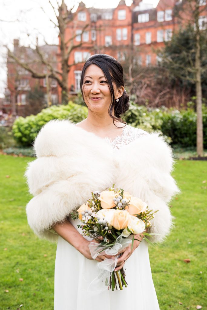 Beautiful bride with bouquet London wedding