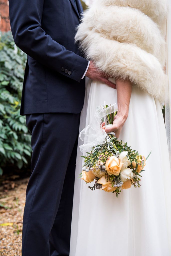 Creative wedding photograph of wedding bouquet