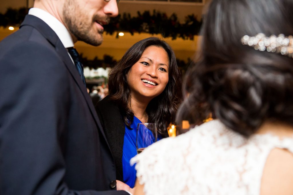 Candid moments during drinks reception // London wedding photographer