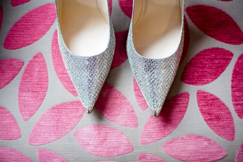 Great Fosters. Natural Surrey Wedding Photography. Bridal Jimmy Choo Shoes.