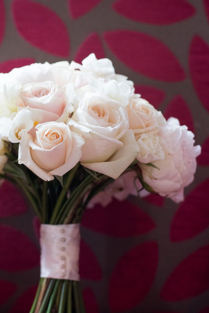 Great Fosters. Natural Wedding Photography. Bridal Bouquet White Rose Florals.