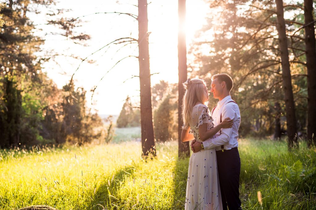 Swedish Wedding - Kroksta Gard Wedding - Woodland Wedding Couples Portraits at Sunset