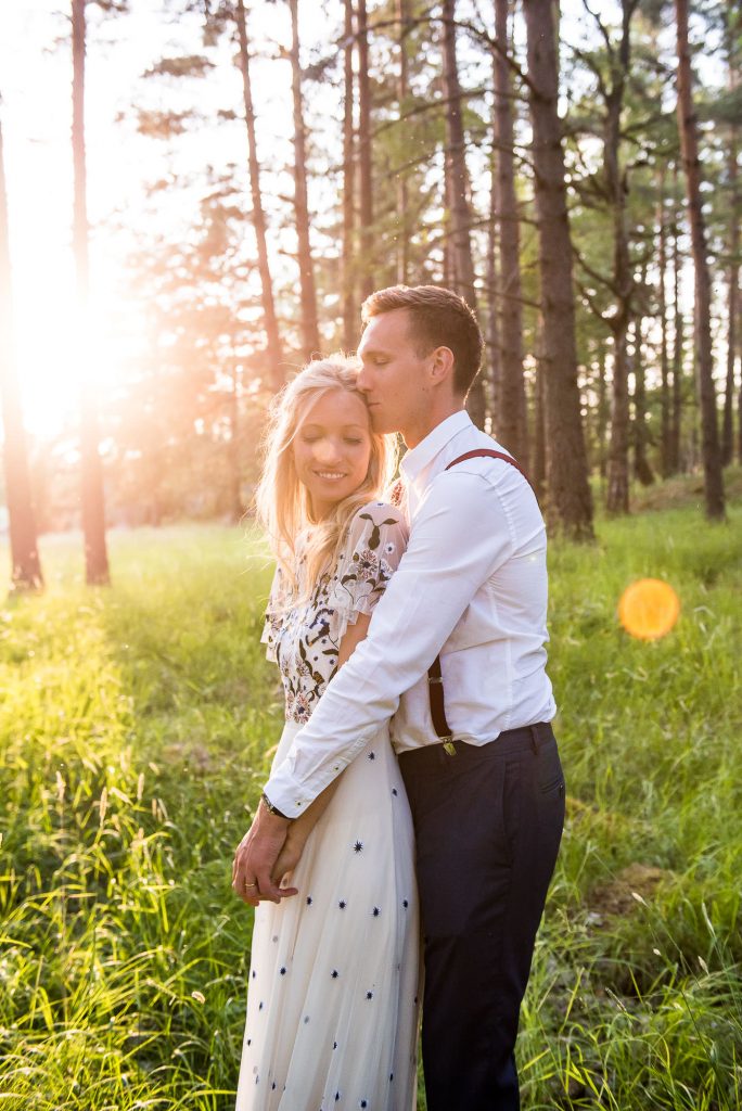 Swedish Wedding - Kroksta Gard Wedding - Natural and Candid Couples Portraits at Sunset
