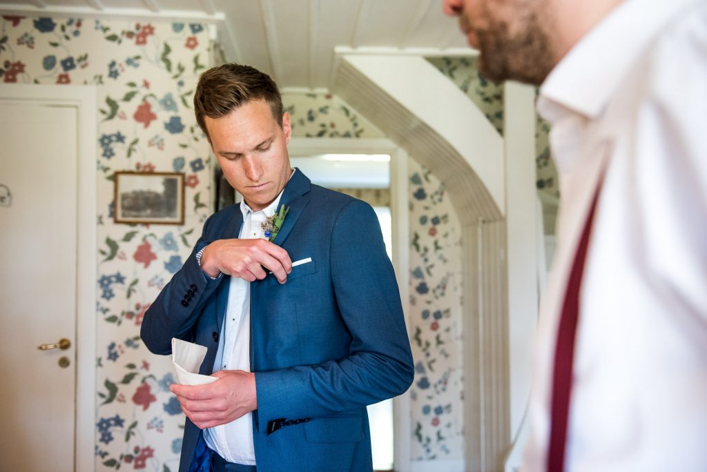 Swedish Wedding - Kroksta Gard Wedding - Candid Groom Prep Photography