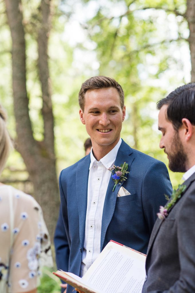 Swedish Wedding - Kroksta Gard Wedding - Groom Reactions During Ceremony
