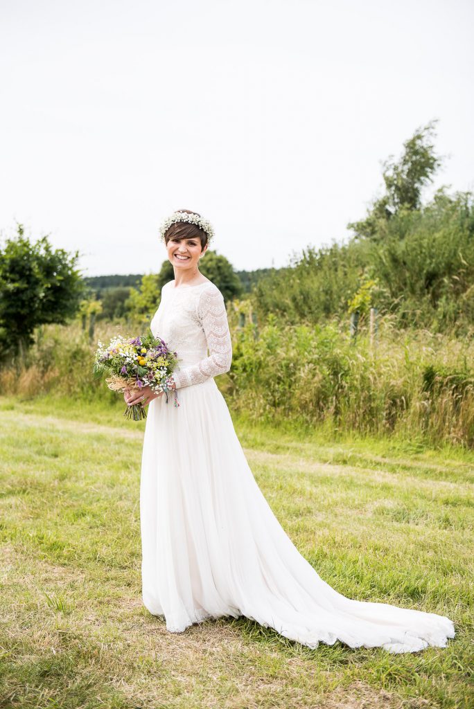 Inkersall Grange Farm Wedding - Same Sex Wedding Photography - Beautiful Boho Bride With Flower Crown