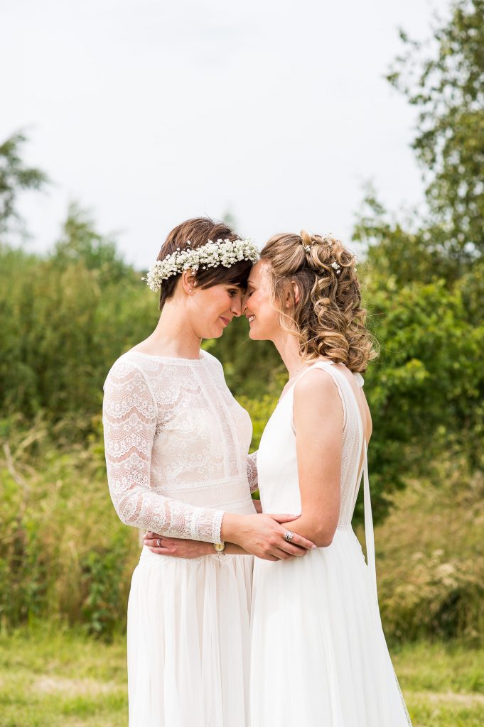 Inkersall Grange Farm Wedding - Same Sex Wedding Photography - Beautiful Boho Brides Natural Couples Portrait