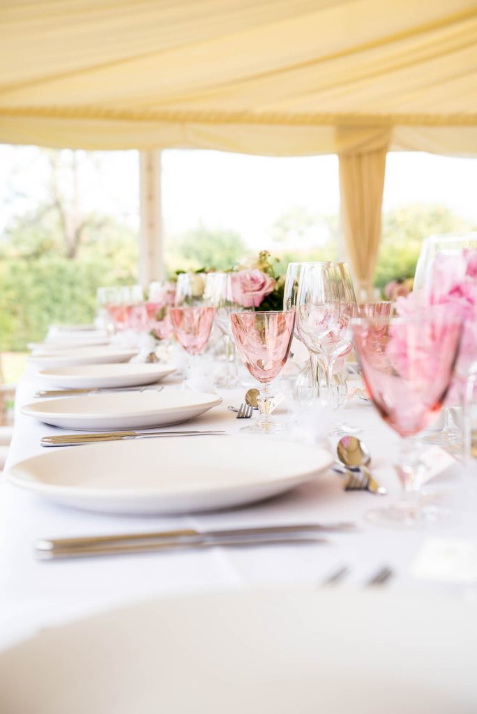 Outdoor Wedding Photography Surrey, Gorgeous Marquee Decorated With White and Pink Flowers