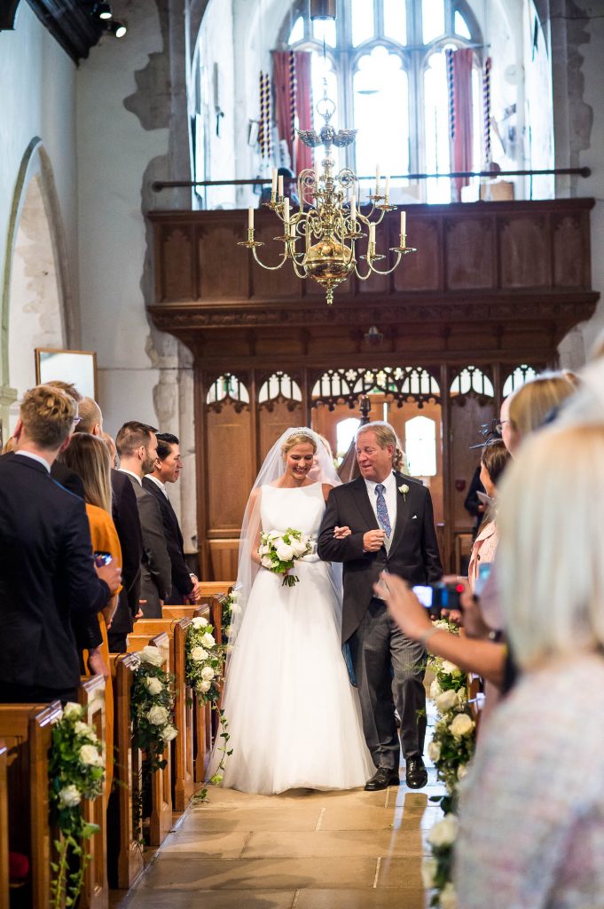 Stunning Bride Walking Down The Aisle With Stylish Father