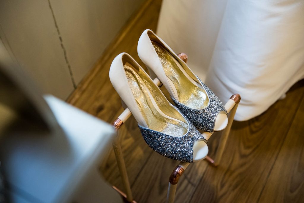 Miss Bush Bridal, Pearl and Stud Glittery High Bespoke Heels, Surrey Wedding Photography
