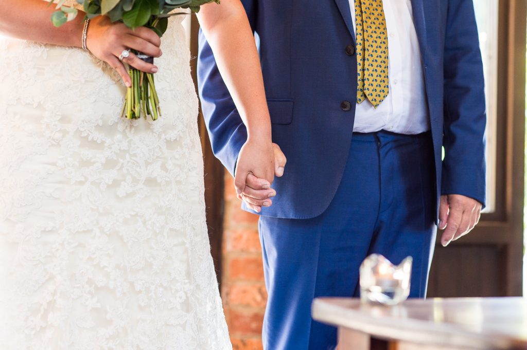 lgbt wedding photographer, Bride holds hand with her father