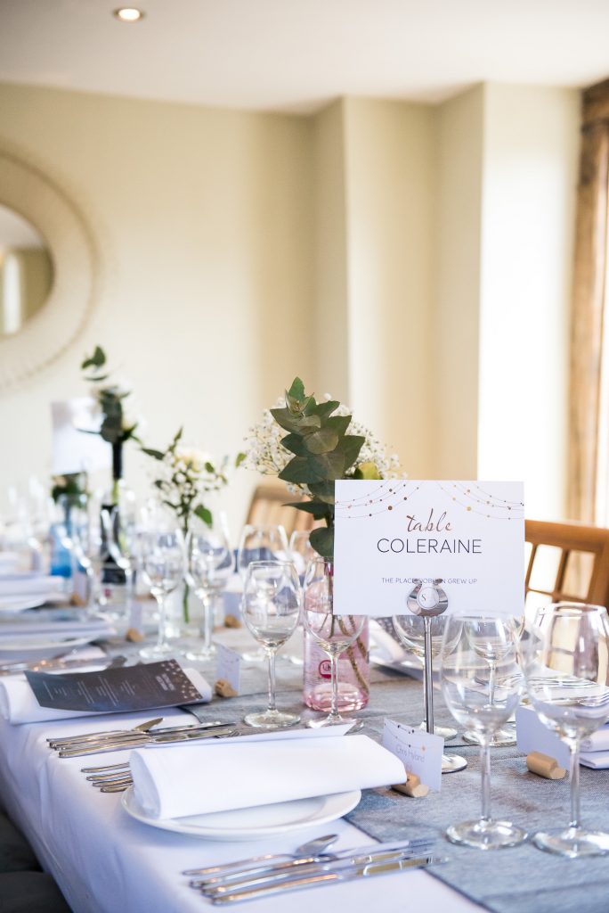 lgbt wedding photographer, stylish and modern wedding breakfast table with botanical wedding florals