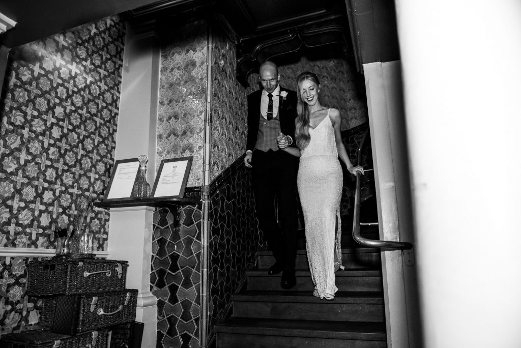 Old Marylebone Town Hall Wedding,  bride and groom make an entrance