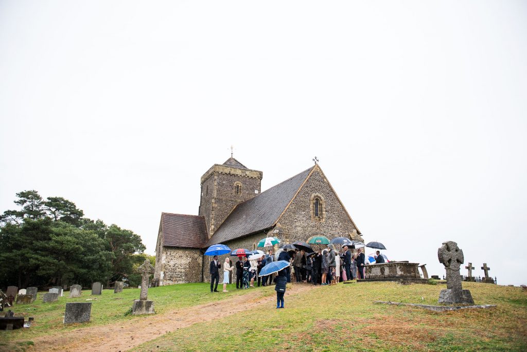 st martha's church with guests waiting outside