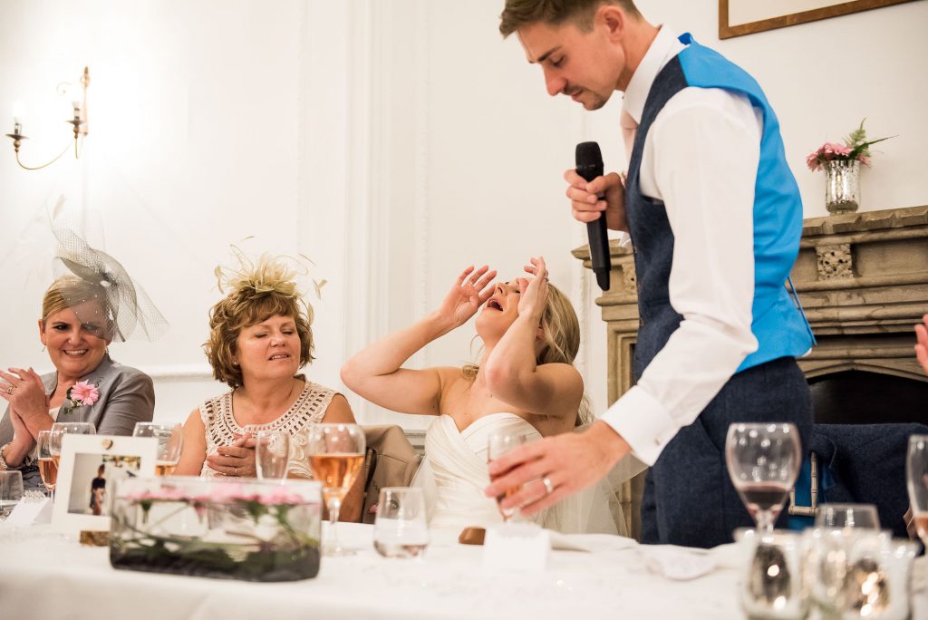 bride tears up during speeches