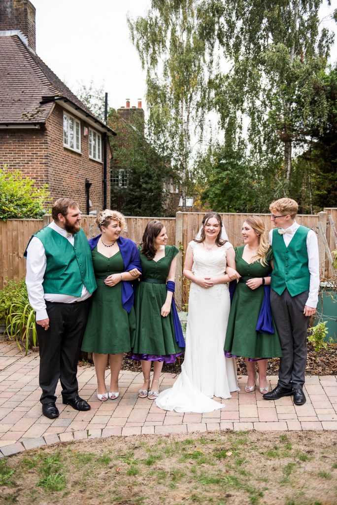 Relaxed and informal bridal party photography, Documentary wedding photographer surrey