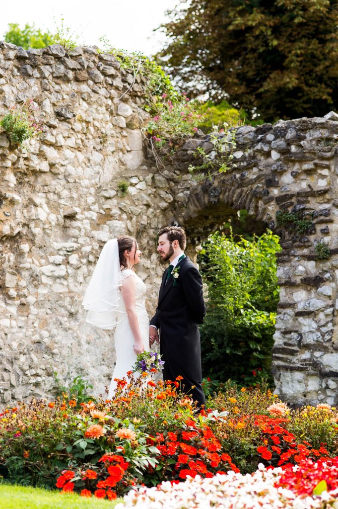 Wedding portraits in the colourful and gorgeous Guildford Castle gardens