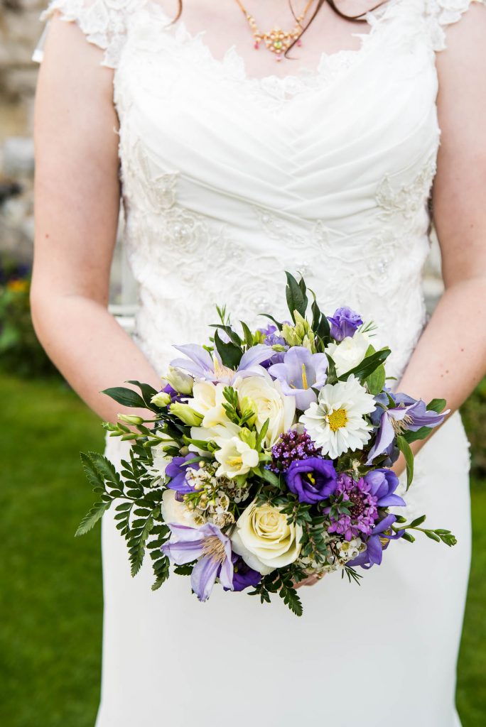 Bouquet of purple, white and green foliage