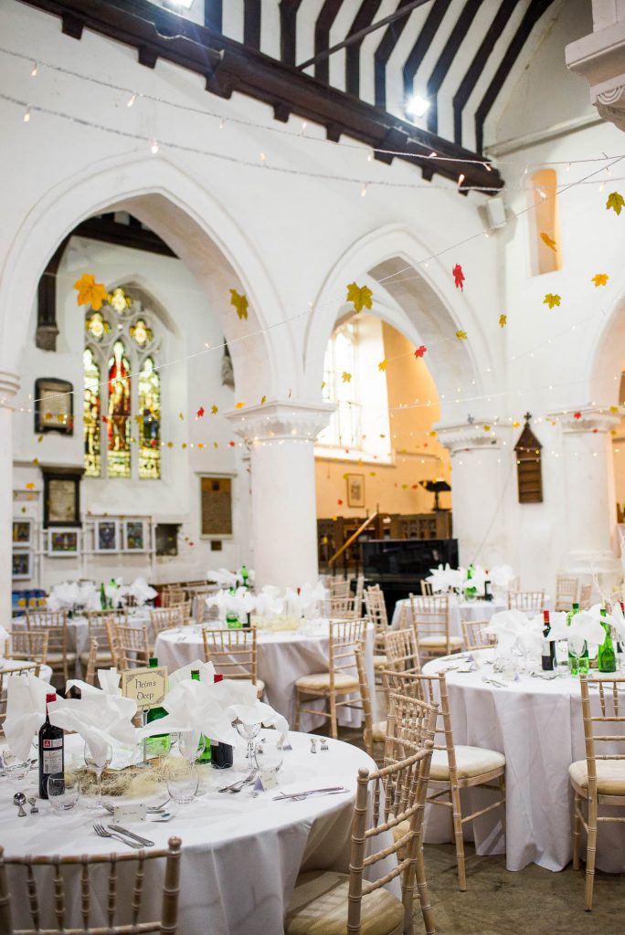 St Mary's church decorated for wedding breakfast
