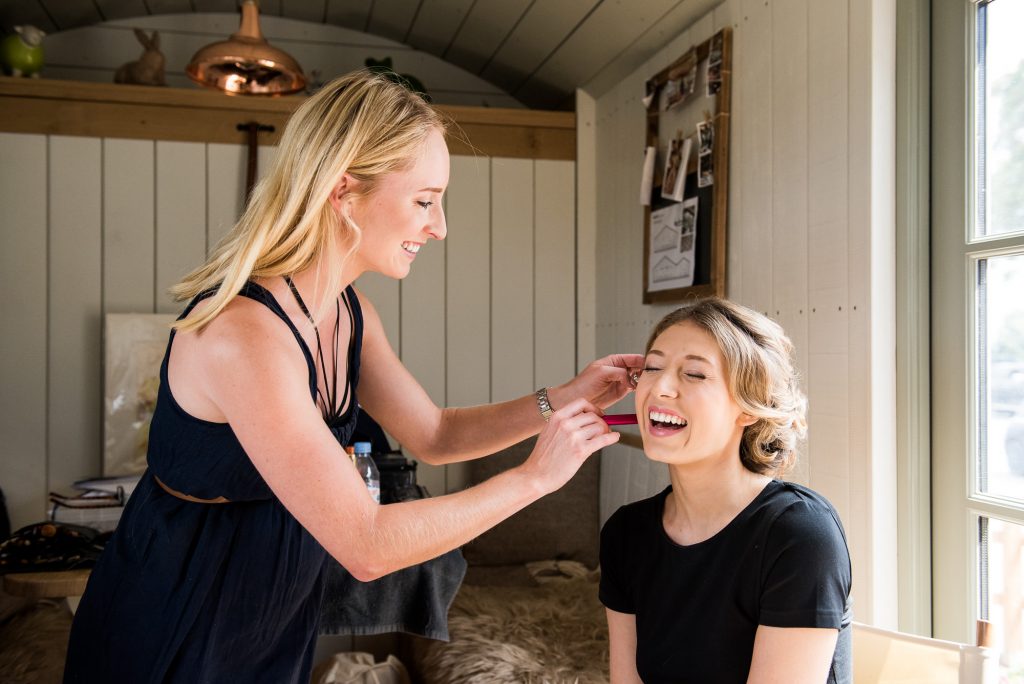 Botley Hill Barn Styled Shoot make up is applied to the model
