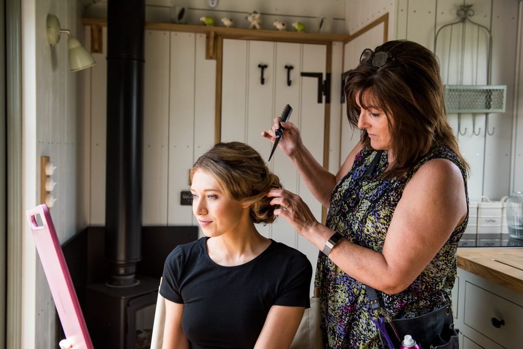 Botley Hill Barn Farm shepherds hut is used for hair styling 