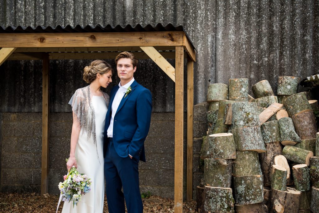 Botley Hill Barn Farm styled shoot with couple in rustic barn setting