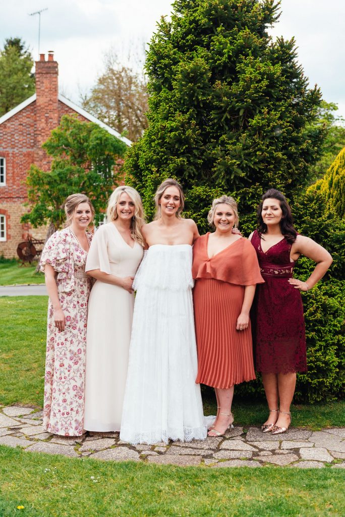 Gorgeous bride with her bridesmaids at the mill at elstead wedding