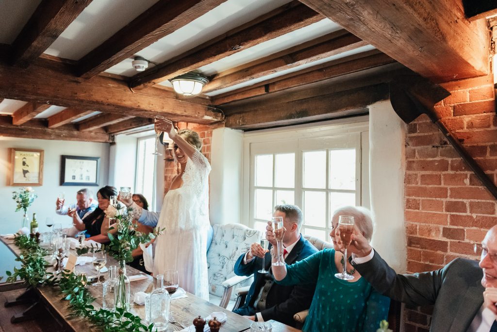 Bride gives a speech at The Mill at Elstead wedding breakfast