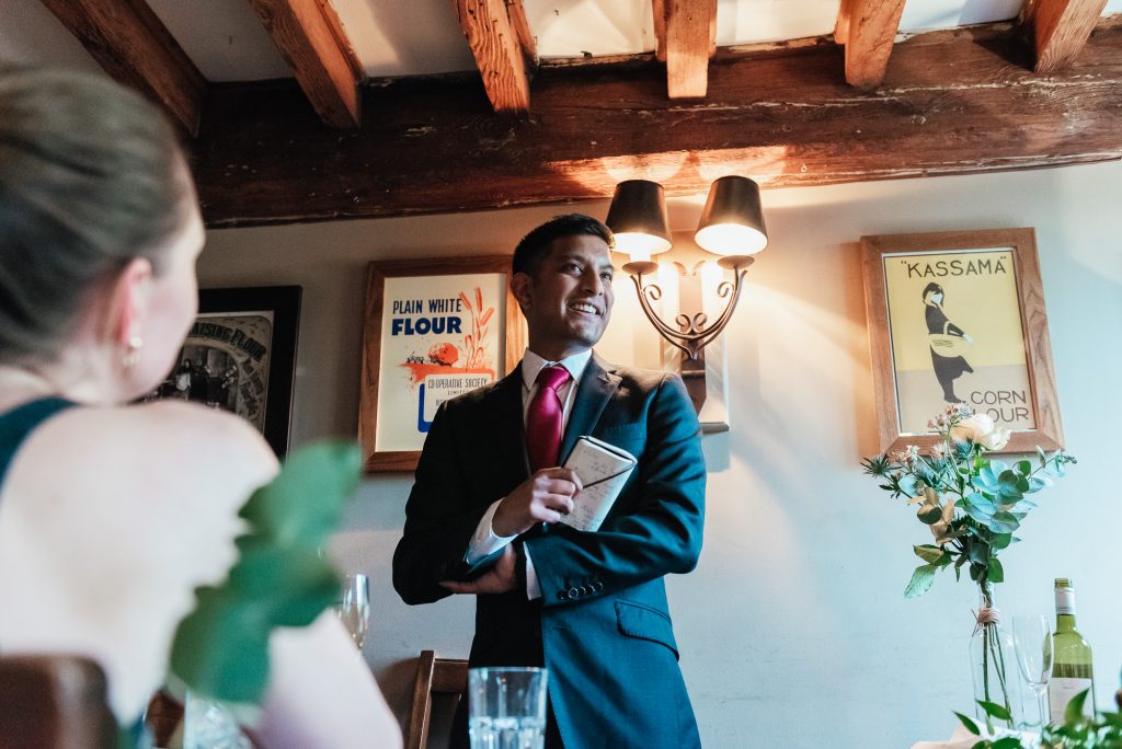 Best man speaks at the Mill at Elstead wedding