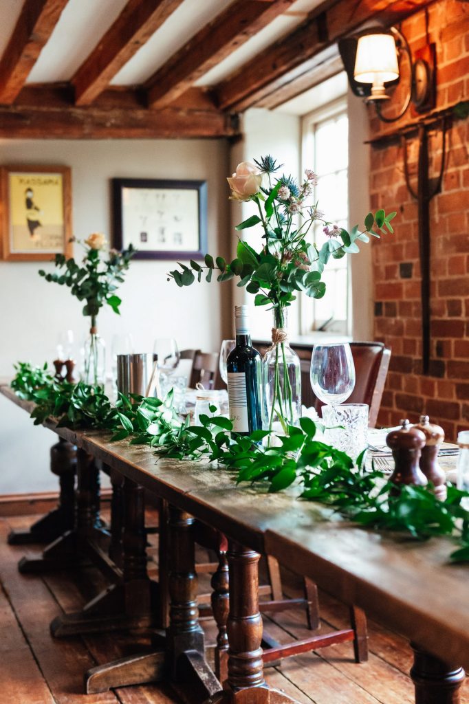 Green and fresh florals for Spring wedding at The Mill at Elstead