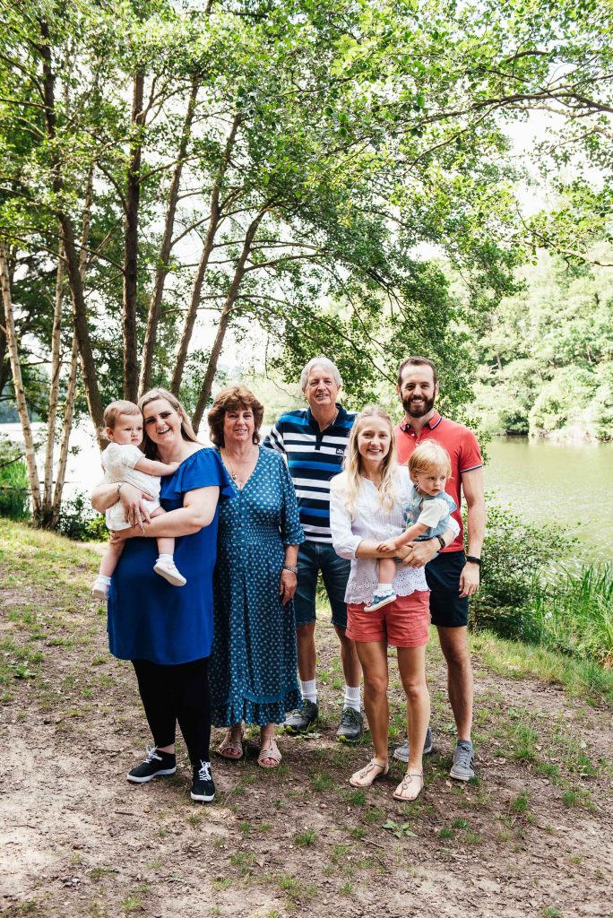 Relaxed family portrait at Virginia Water Lake