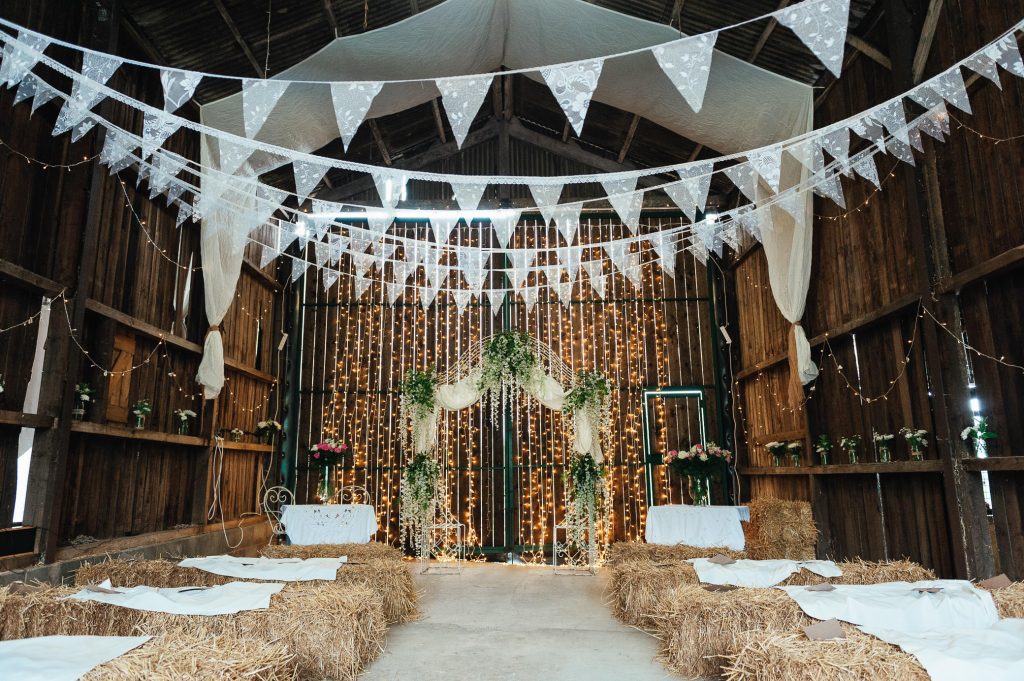Deepdale Farm Barn decorated for ceremony