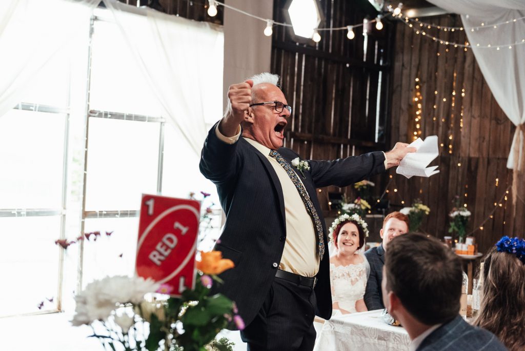 Father of the bride gives a rousing speech