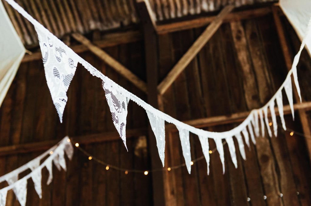 Homemade lace bunting