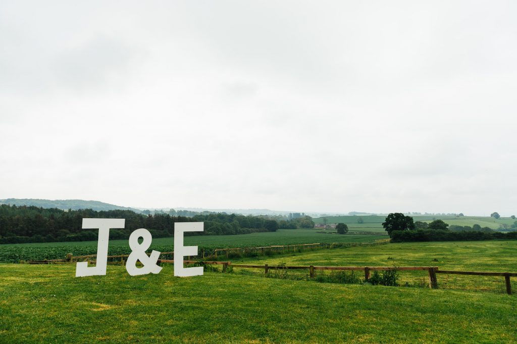 Home made initial stands, Yorkshire wedding photography