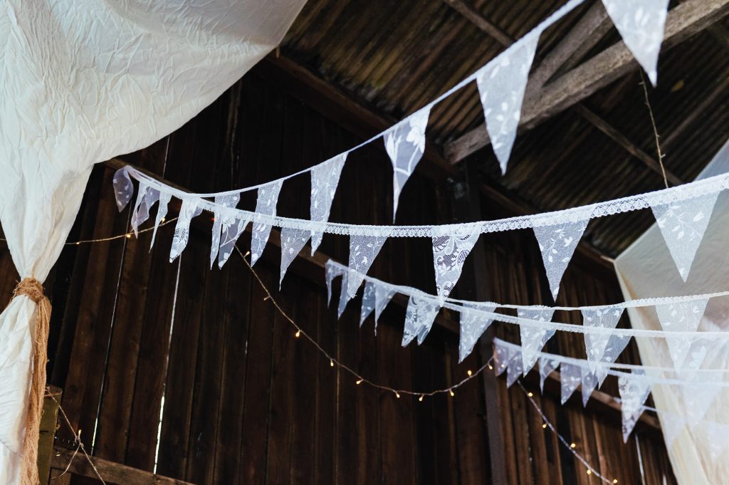 Homemade lace bunting