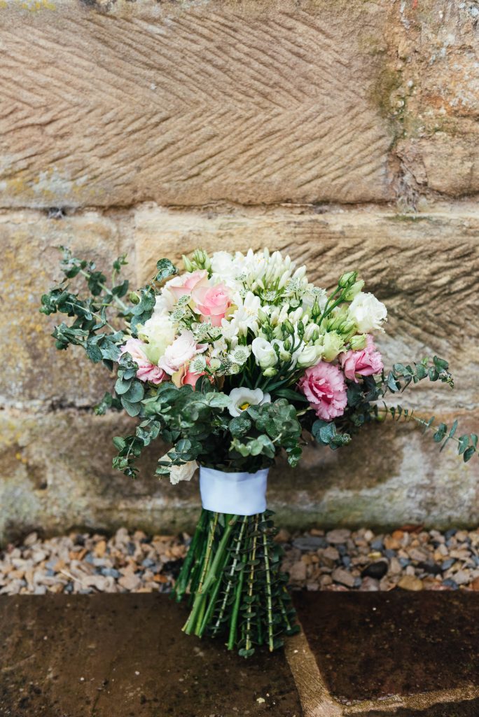 Homemade wedding floral bouquet for Deepdale Farm wedding