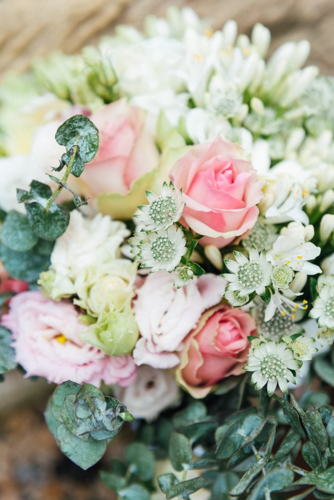 Beautiful soft pink and white bloom wedding bouquets